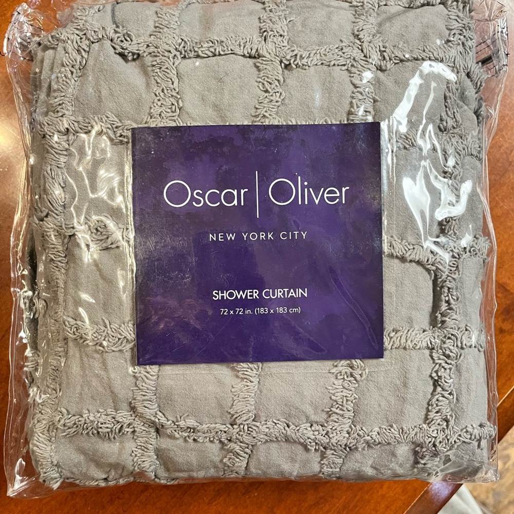 Oscar Oliver Grey Shower Curtain NWT